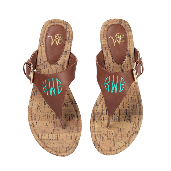 Sydney Monogrammed Sandals - Brown
