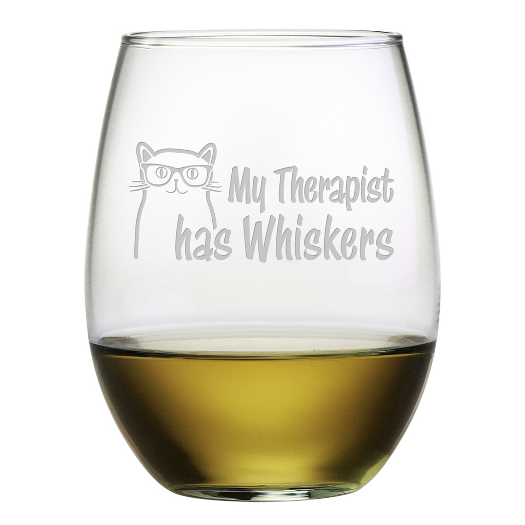 My Therapist Has Whiskers Stemless Wine Glasses - Premier Home & Gifts