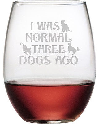 Three Dogs Ago Stemless Wine Glasses