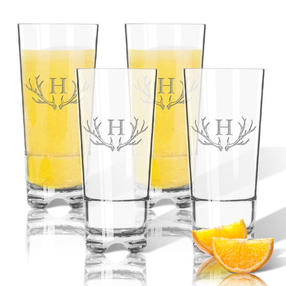 Antler Initial Highball Outdoor Acrylic Glasses - Premier Home & Gifts
