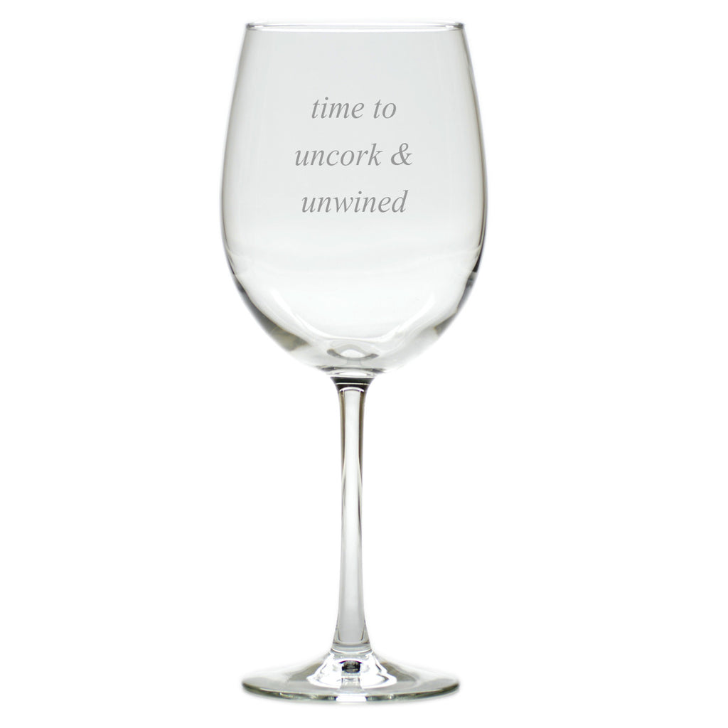 Uncork & Unwined Wine Glasses ~ Set of 4