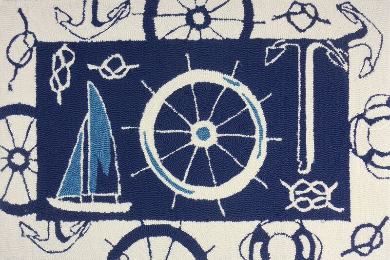 Blue & White Nautical Accent Rug