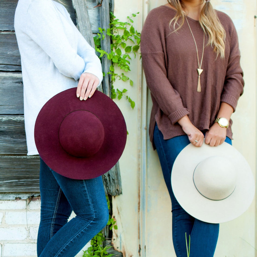 Floppy Wool Hat - Wine & Natural | Premier Home & Gifts