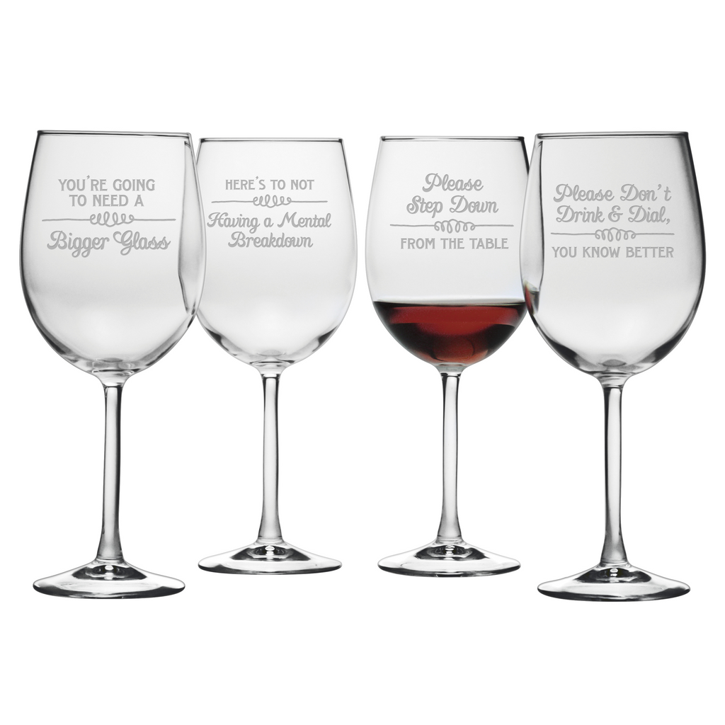 Wine Wisdom Wine Glasses ~ Set of 4 - Premier Home & Gifts