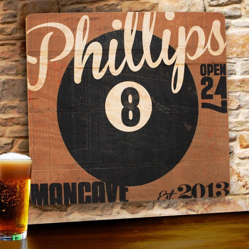 Wood Tavern & Bar Sign ~ 8-Ball