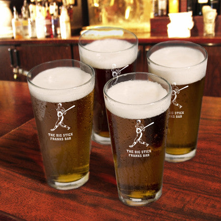 Batter Up Baseball Pint Glasses - Set of 4