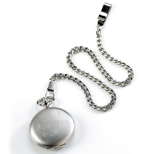 Brushed Silver Pocket Watch - Personalized