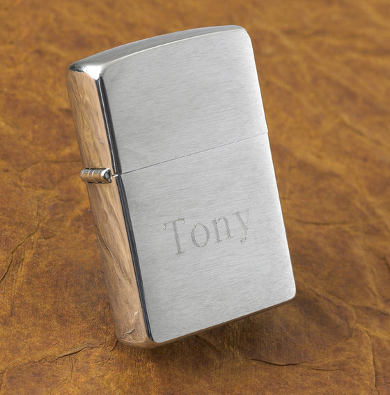Brushed Chrome Zippo Lighter ~ Personalized