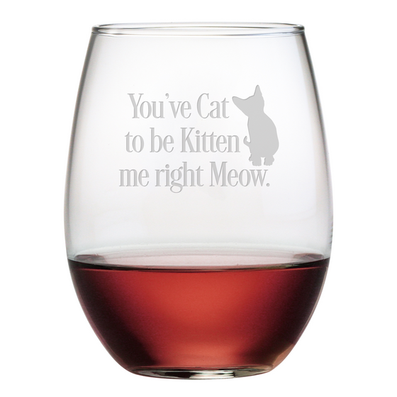 Cat to be Kitten Stemless Wine Glasses ~ Set of 4 - Premier Home & Gifts