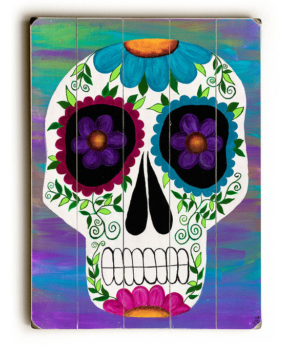 Day of the Dead Skull Art Wood Sign