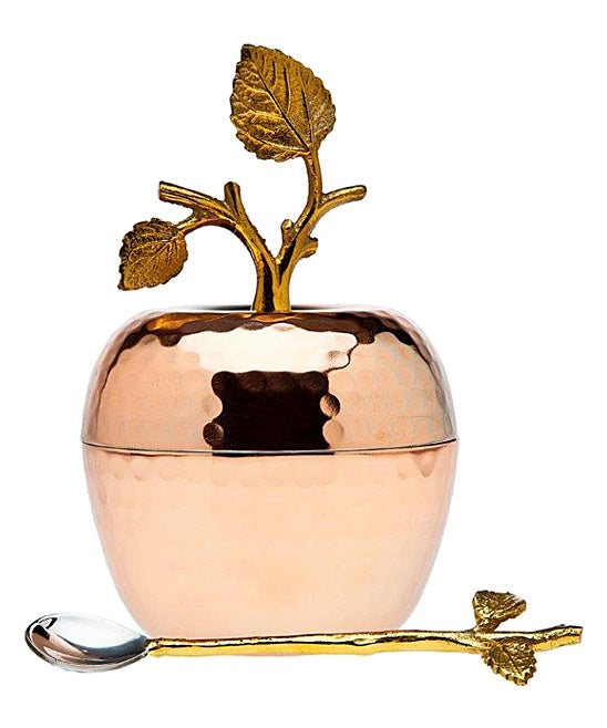 Copper Apple Lidded Dish with Spoon - Entertaining Gifts